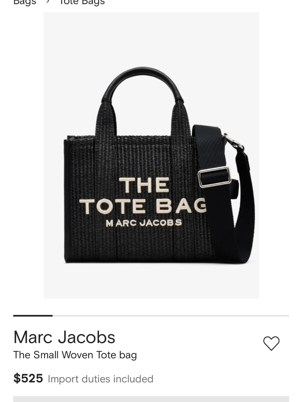 Marc Jacobs Black Rafia Small Tote Bag